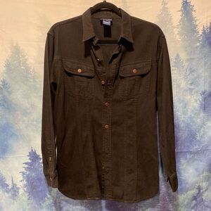 Ralph‎ Lauren Solid Black Button Down Size 14 small